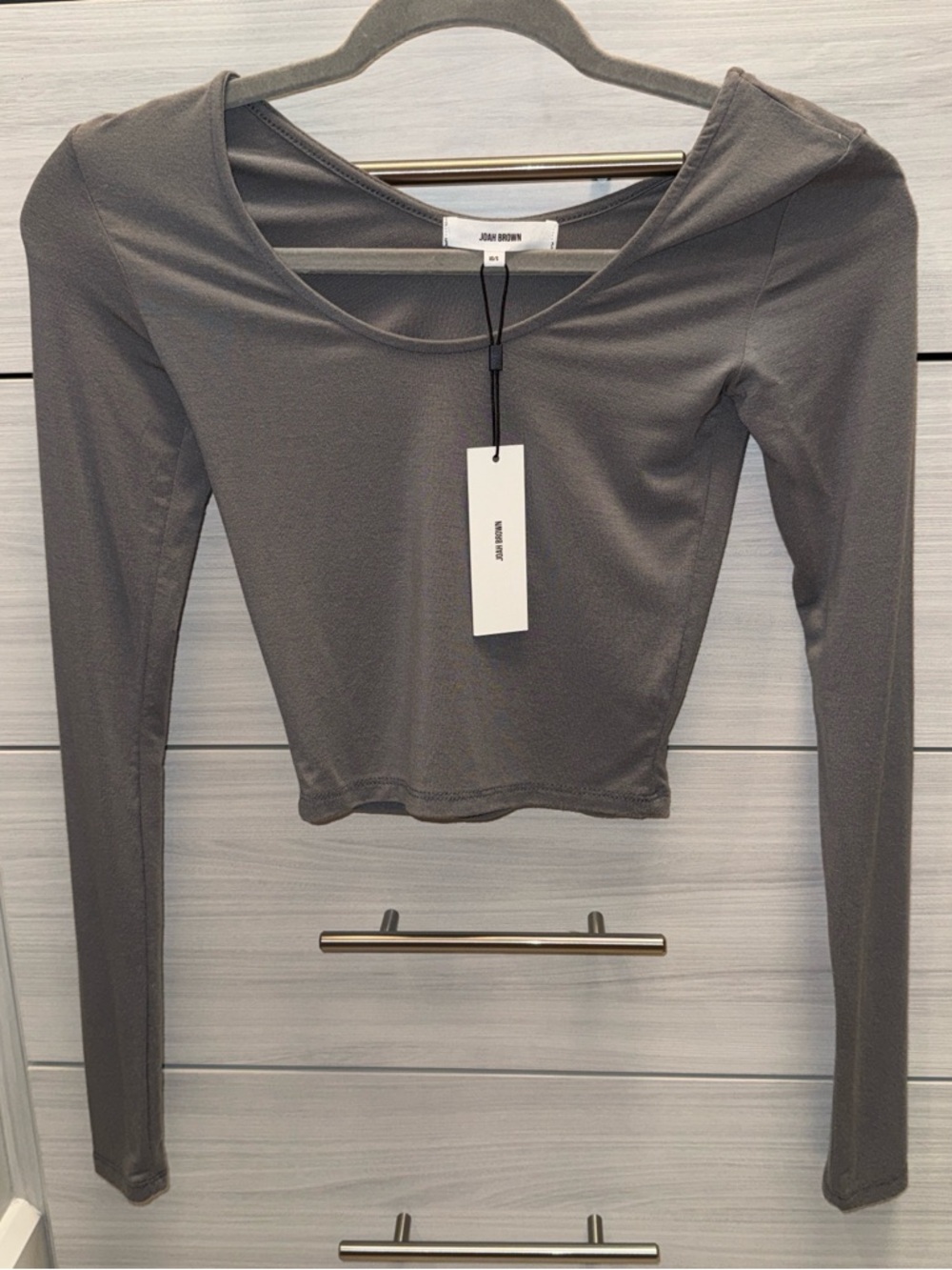 NWT Joah Brown Scoop Neck Long Sleeve in color Shadow size XS/S